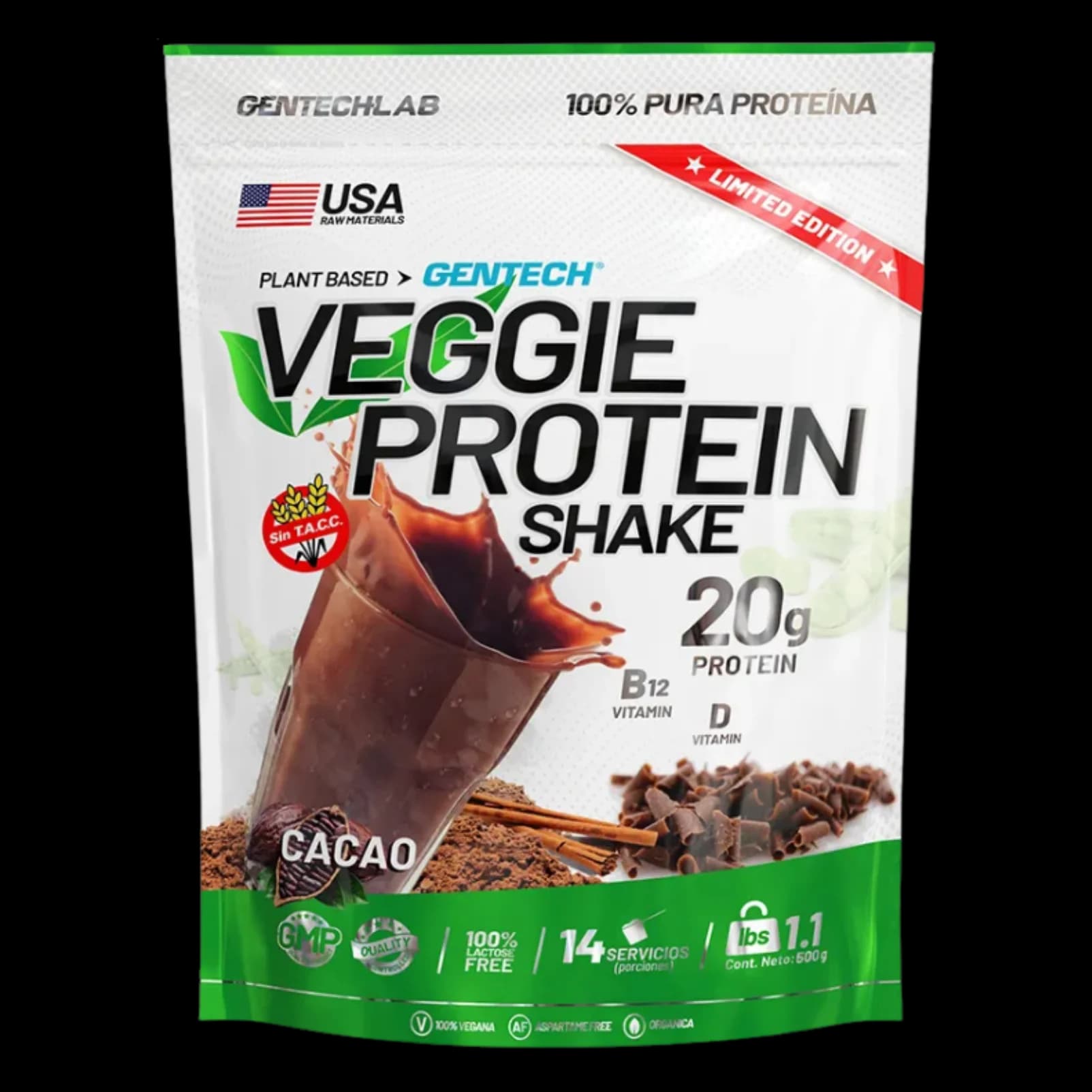 Gentech Veggie Protein Shake 1.1Lb Cacao
