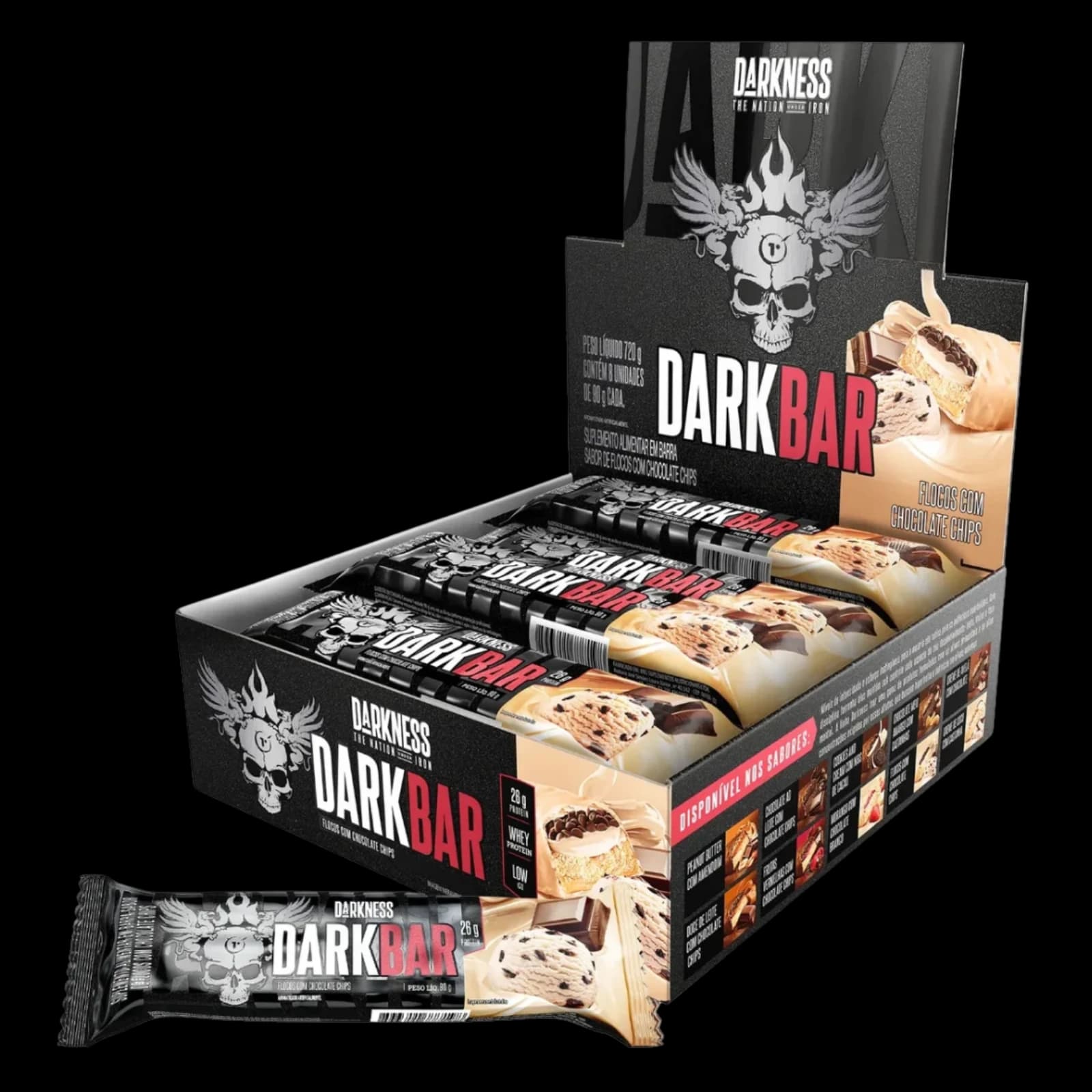 Integral Medica Protein Darkness Bar Copos con chips de chocolate - Caja 8 unidades