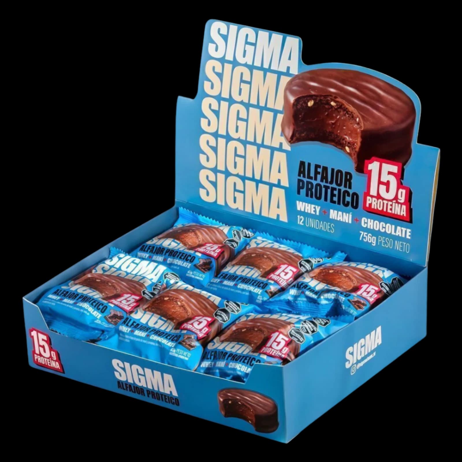 Sigma Alfajor Proteico 15g proteína - Caja 12 unidades