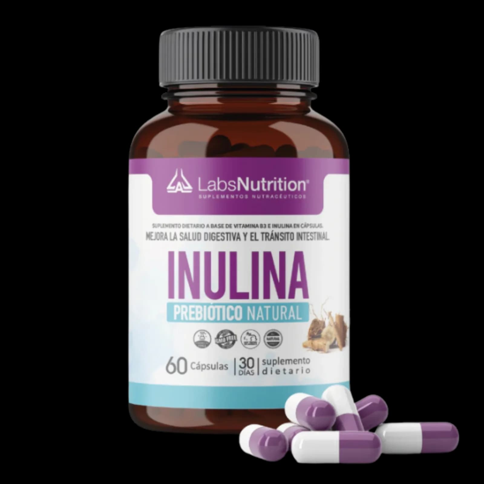 Labs Nutrition Inulina Prebiótico 60 cápsulas