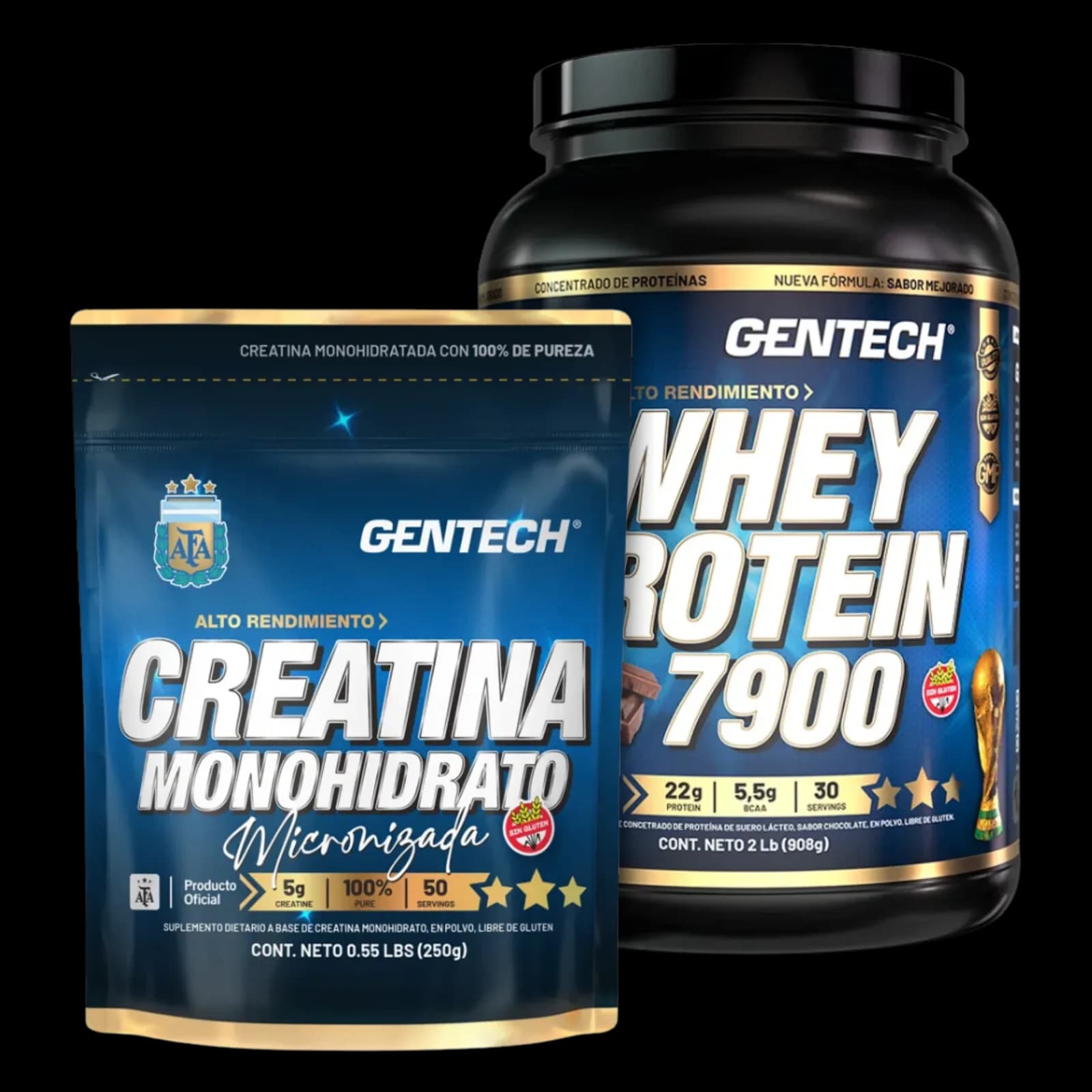 Gentech Whey Protein 7900 AFA 2Lb + Creatina 250g