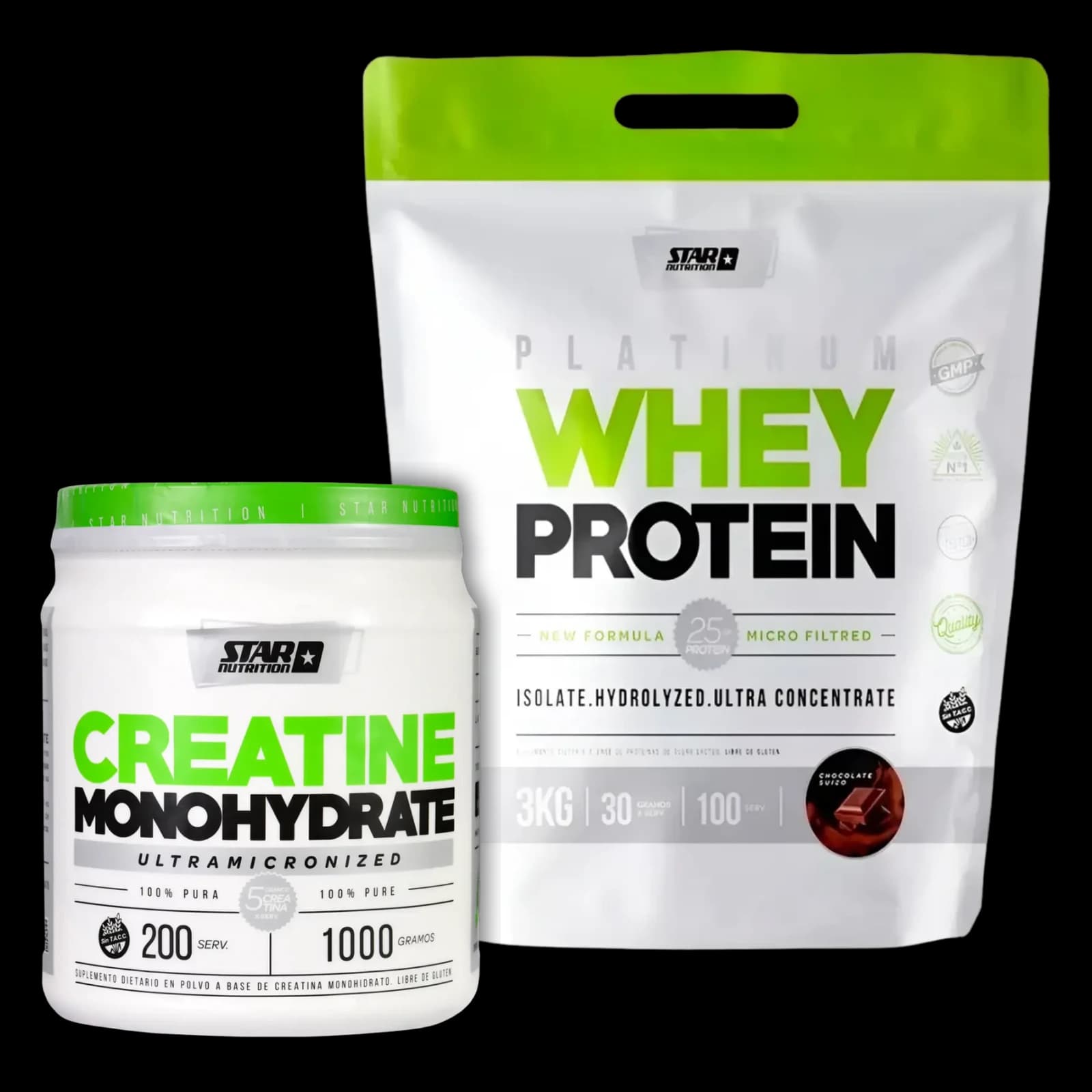 Combo Star Nutrition Whey Protein 3kg + Creatina 1kg