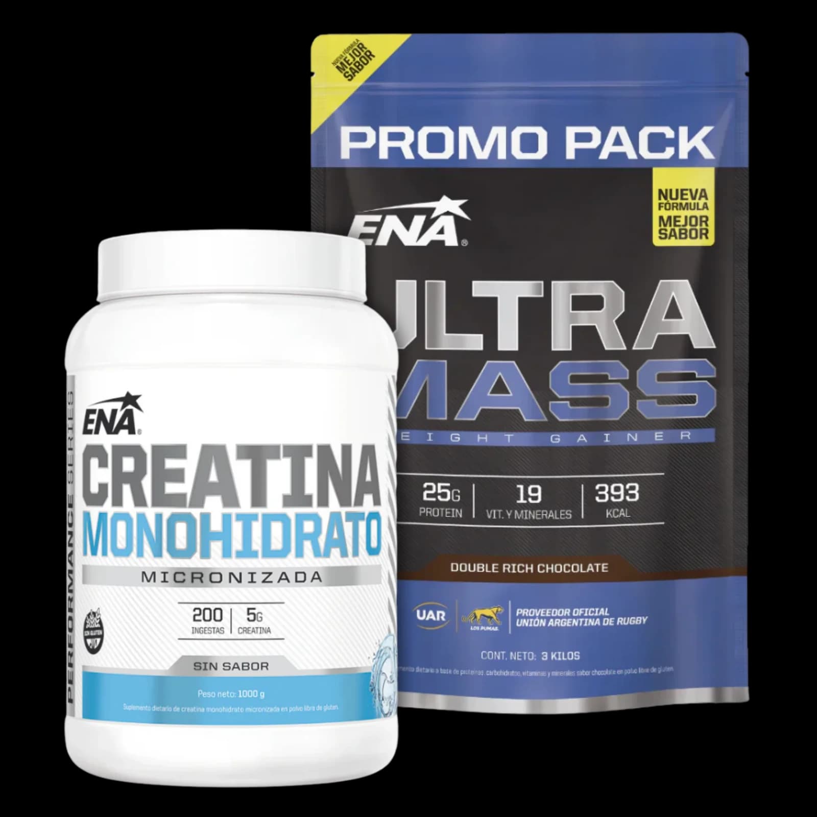 Combo ENA Ultra Mass Weight Gainer 3Kg + Creatina 1Kg