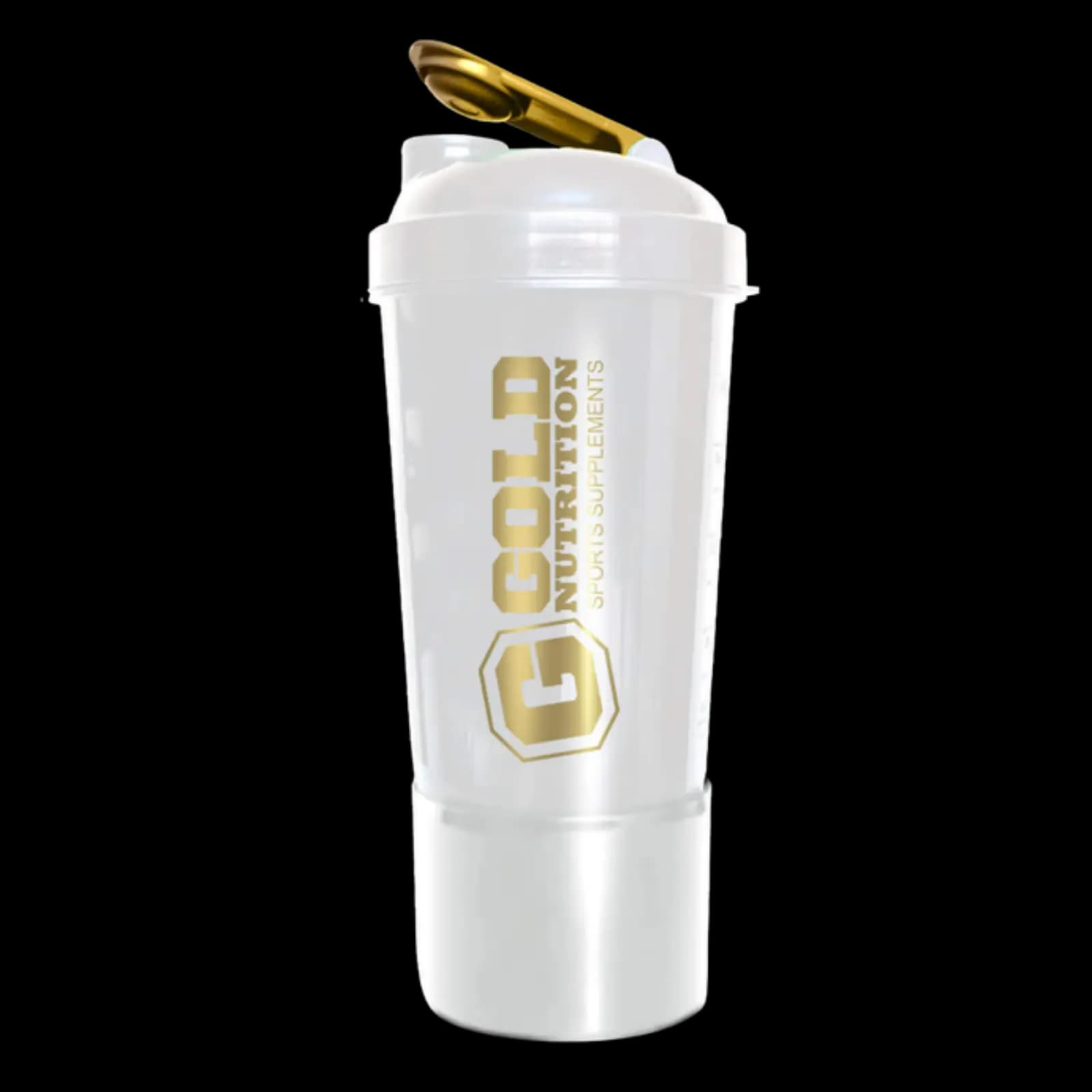 Gold Nutrition Shaker Pastillero Blanco vaso batidor con antigrumos 600 cc — imagen 1